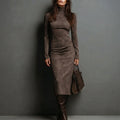 Maisie | Elegant Suede High Neck Dress